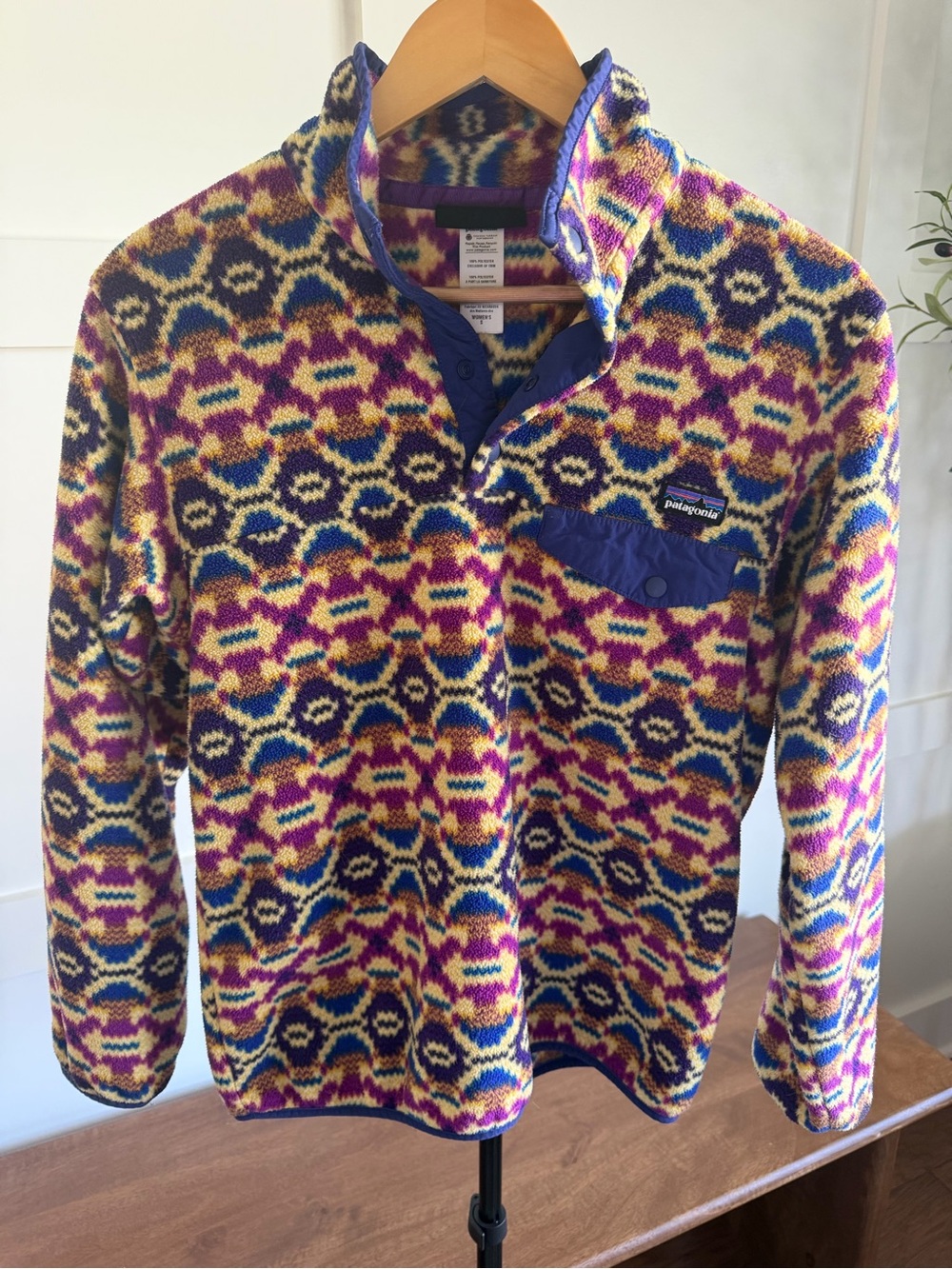 Patagonia Synchilla Snap T Fleece Pullover Womens S Jacket Purple Southwestern